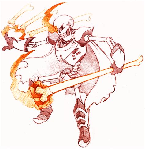 A Sketch Of Papyrus Wearing A Royal Guard Outfit Based On His Ingame