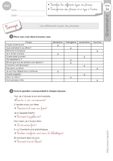 Cm2 Exercices Types Et Formes De Phrases Artofit