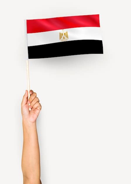 Premium Psd Person Waving The Flag Of Arab Republic Of Egypt