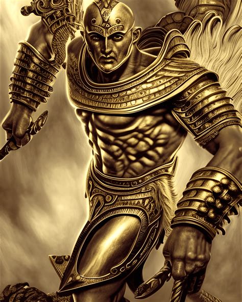 Ares Greek God of War Wearing Cinematic Art Gold · Creative Fabrica