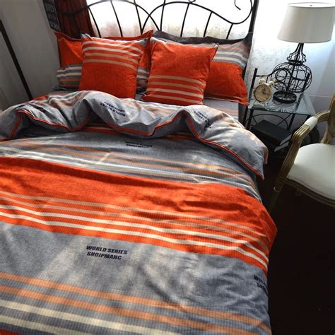 Fadfay Boho Orange Duvet Cover Set Colorful Striped Sheet Sets Bohemia