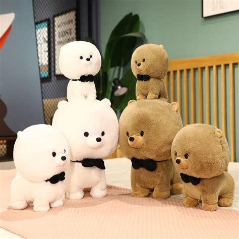 Pomeranian Plushies | White and Brown Kawaii Stuffed Dogs