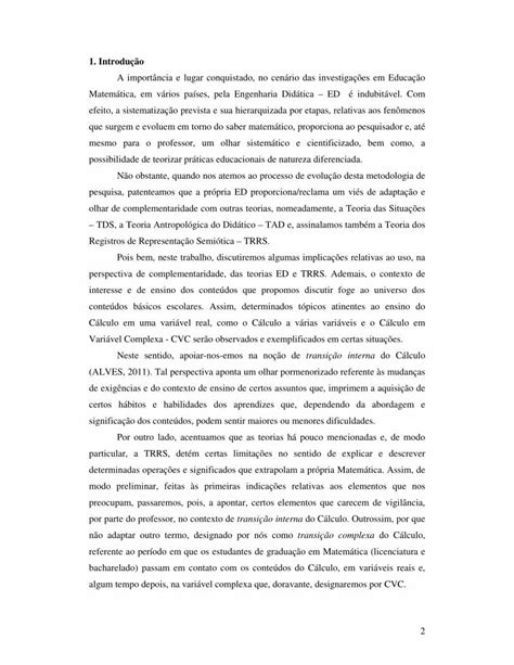 Pdf Engenharia DidÁtica No Contexto De TransiÇÃo Interna Do CÁlculo E