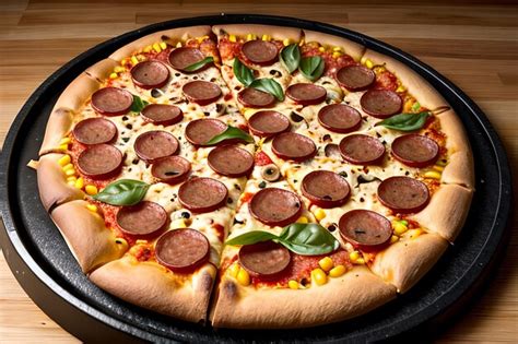 Premium Ai Image Pepperoni Pizza With Mushroom Sausages Bell Pepper