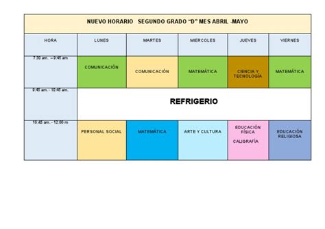 Horario Segundo Grado D Pdf