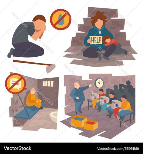 People in trouble cartoon flat icons set Vector Image