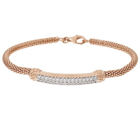 Diamonique Plaque Station 8″ Mesh Bracelet, Sterling | Videl