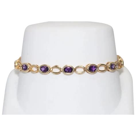 14KT Yellow Gold Amethyst Bracelet Ruby Lane