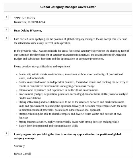 Global Category Manager Cover Letter Velvet Jobs