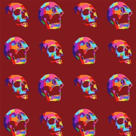 Skull Pattern Wpap Style Red Background Digital Art By Ahmad Nusyirwan