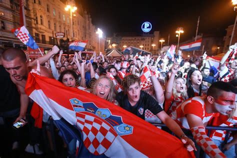 Croatian Football Fans Celebrating Victory Editorial Photo Image Of