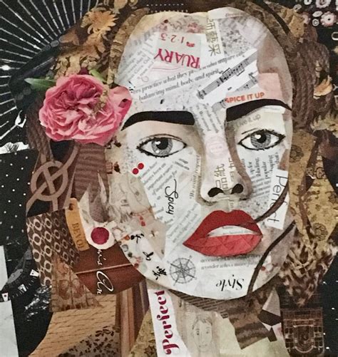 Beautiful Woman In Mixed Media Paper Painting Collage By Penny Day