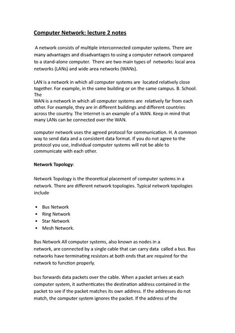 Computer Network Lecture Notes Computer Network Lecture Notes A