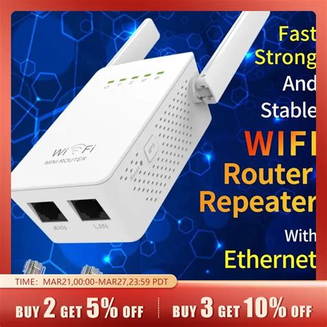 AmmToo WiFi R P Teur 300Mbps Sans Fil Extender Signal Booster Avec 2