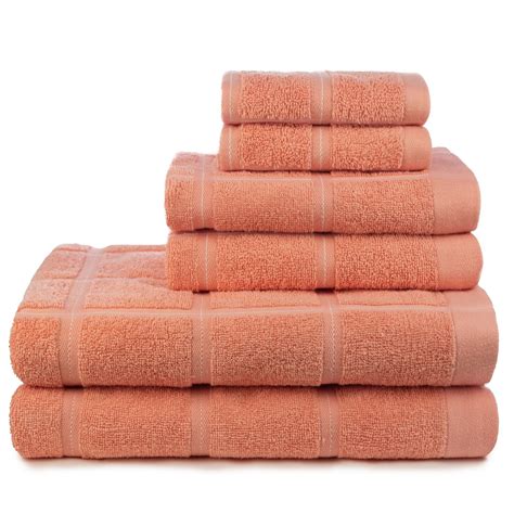 Kempster Piece Bath Towel Set In Coral Walmart Walmart