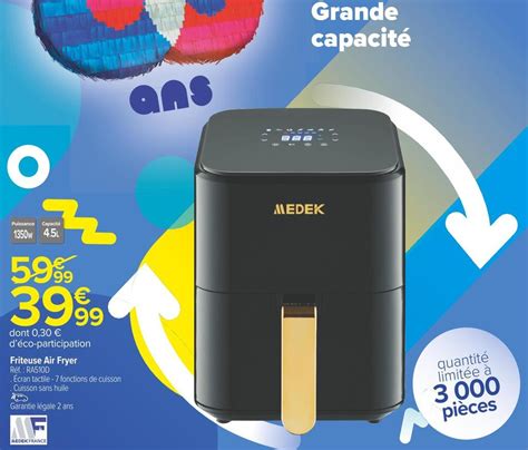 Promo Medek Friteuse Air Fryer Chez Carrefour Market