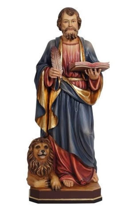 Statue Of St Mark The Evangelist Carved In Wood From Valgardena And