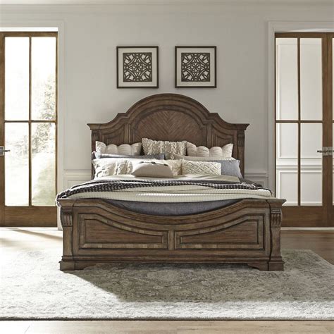 Liberty Furniture Haven Hall King Panel Bed in Aged Chestnut 685-BR-KPB