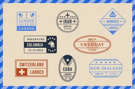 Conjunto de sellos de pasaporte de diseño plano Vector Gratis