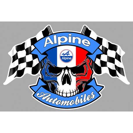 ALPINE Skull Flags Sticker Laminated Decal Cafe Racer Bretagne