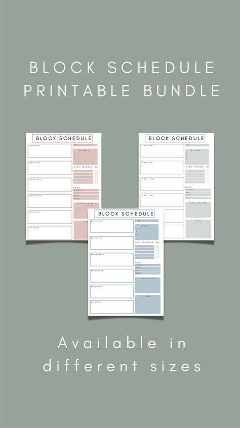 Block Schedule Printable Planner Bundle. an Undated Daily | Etsy