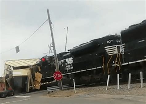 Shocking Video Shows Moment Train and Truck Collide This Morning In