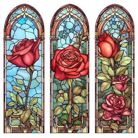 Stained Glass Rose Round Drill Diamond Painting Cm Diamond Art