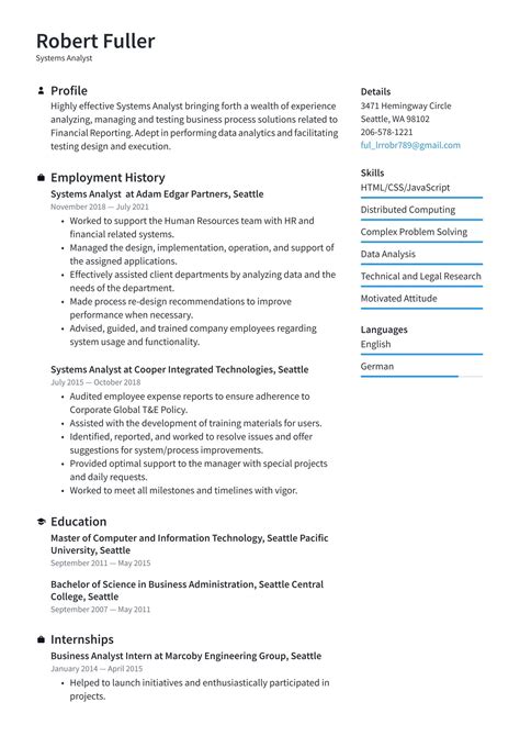 Systems Analyst Resume Examples And Writing Tips 2023 Free Guide