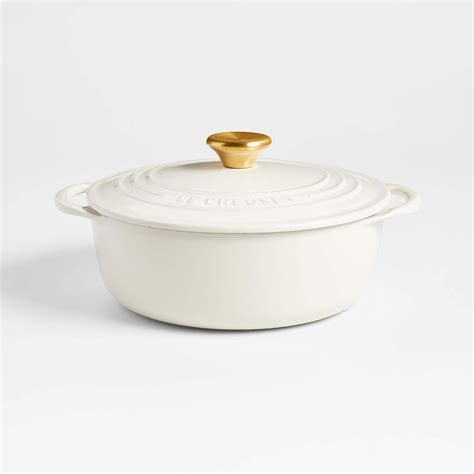 Le Creuset Cream 2 75 Qt Shallow Round Dutch Oven Reviews Crate