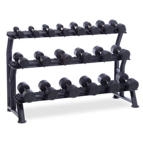 Urethane Dura Pro Dumbbells Tier Horizontal Pack Hampton Fitness