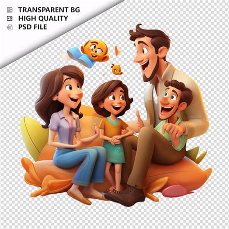 Familia Latina Hablando En D Estilo De Dibujos Animados Fondo Blanco I Archivo Psd Premium