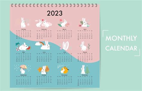 Premium Vector | Cute seasonal holiday calendar 2023 with rabbit special festival