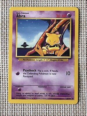 Abra Base Set Common Pokemon Card Ebay