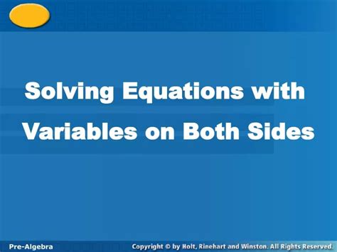 Ppt Solving Equations With Variables On Both Sides Powerpoint