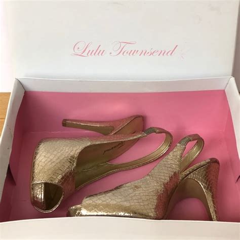 Lulu Townsend Shoes Nib Lulu Townsend Gold Snake Slingback Heels