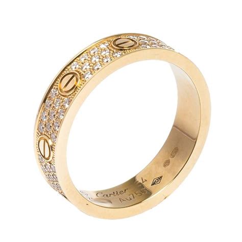 Cartier Love Diamond 18K Rose Gold Wedding Band Ring EU 54 Cartier ...