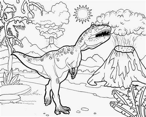 Dinosaur And Volcano Eruption Coloring Book To Print And Online