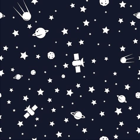 Premium Vector Vector Seamless Space Pattern With Stars Comets