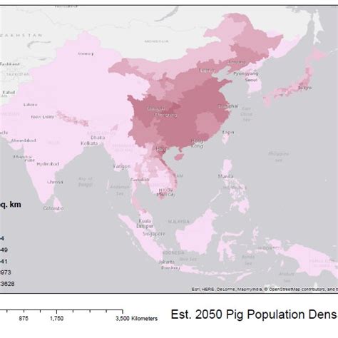 Estimated Pig Population Density With High Medium And Low Forecast