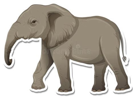 Una Plantilla De Sticker Del Personaje De La Caricatura De Elefante