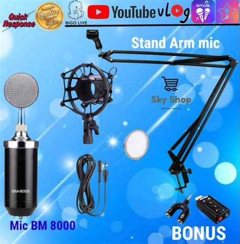 Jual Microphone Condenser Bm 8000 Paket Untuk Nyanyi Starmaker Smule