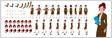 Business Girl Character Design Model Sheet Girl Character design Front ...