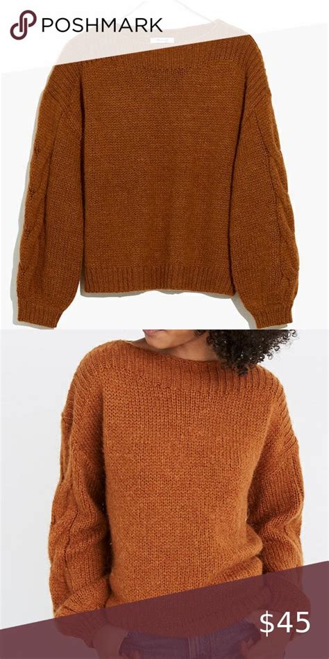 Madewell Cable Sleeve Boatneck Sweater Boatneck Sweater Sweaters