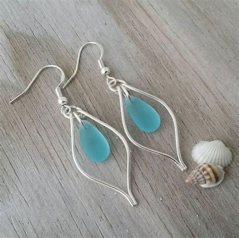 Made In Hawaii Wire Loop Turquoise Bay Blue Sea Glass Etsy