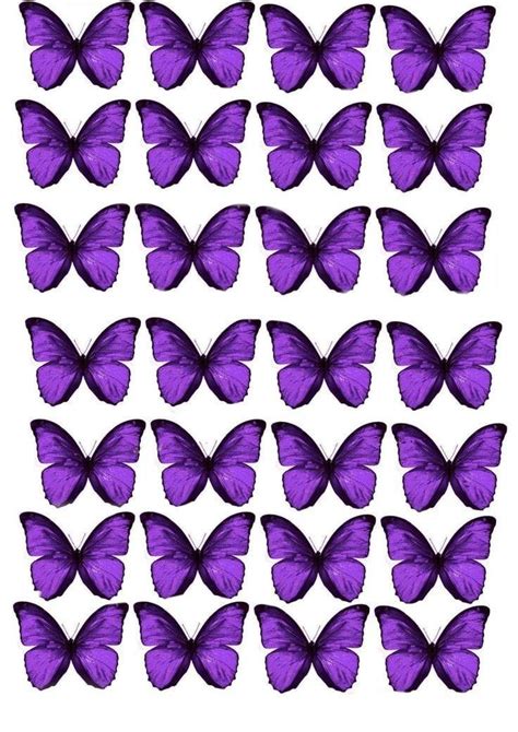 Purple Butterflies Are Arranged In Rows On A White Background