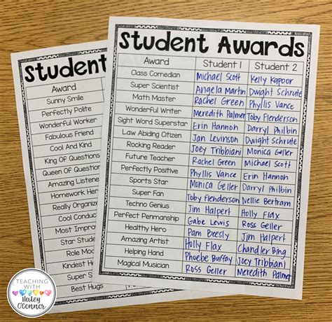 List Of Awards And Recognition For Students