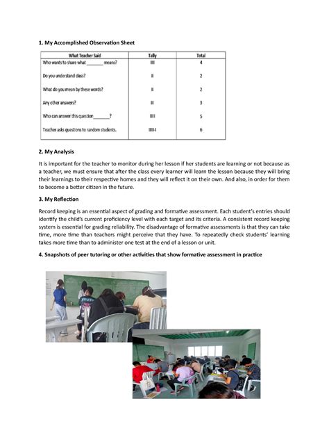 Essay My Accomplished Observation Sheet My Analysis It Is