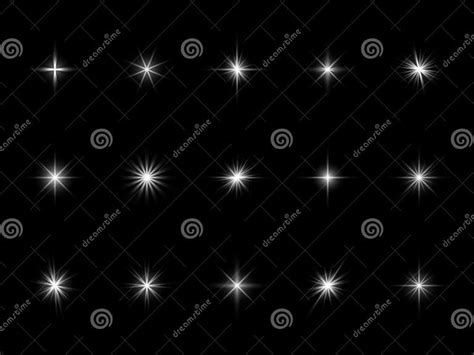 White Starburst Sparks Effect Light Different Forms Bright Optical