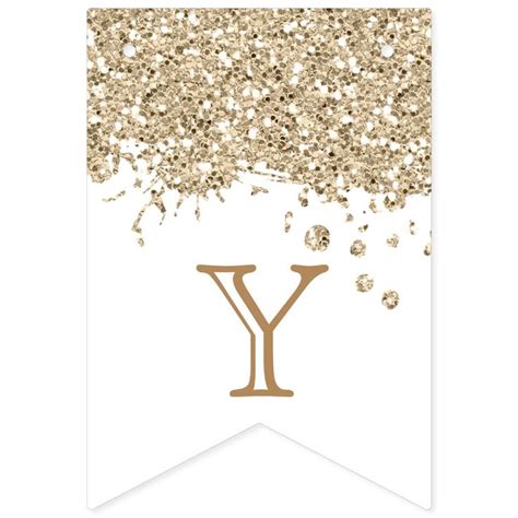 Gold Glitter Happy Birthday Celebration Wedding Bunting Flags | Zazzle