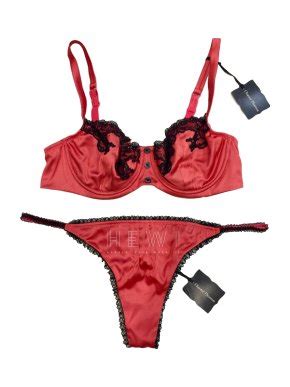 Chantal Thomass Strawberry Silk Lace Lingerie Set M Hardly Ever